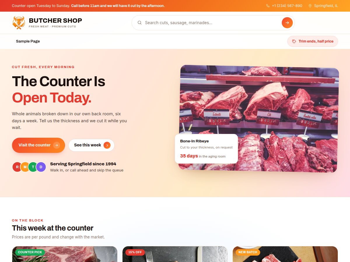Butcher Shop Preview Wordpress Theme - Rating, Reviews, Preview, Demo & Download