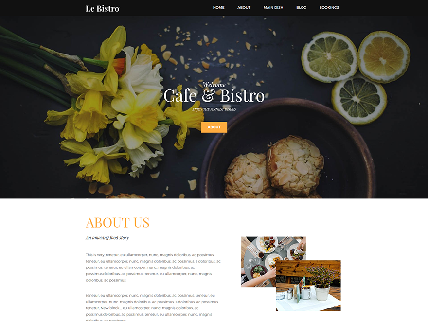 Cafe Bistro Preview Wordpress Theme - Rating, Reviews, Preview, Demo & Download