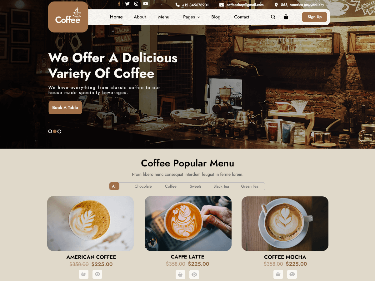 Cafe Elementor Preview Wordpress Theme - Rating, Reviews, Preview, Demo & Download
