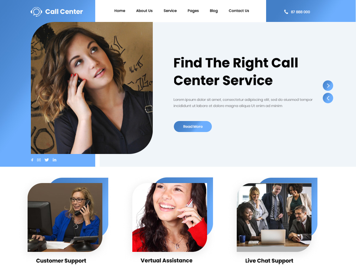 Call Center Preview Wordpress Theme - Rating, Reviews, Preview, Demo & Download