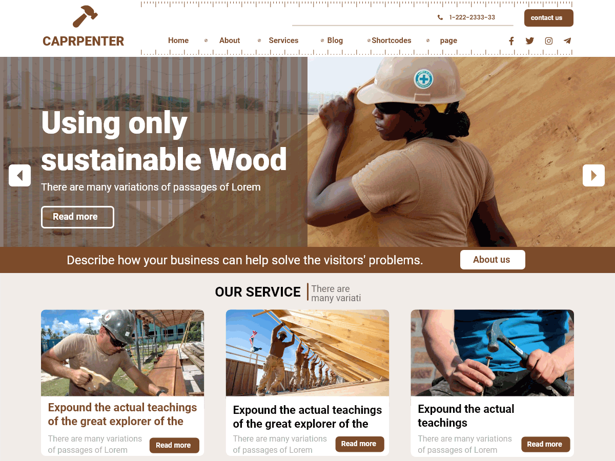 Carpenter Service Preview Wordpress Theme - Rating, Reviews, Preview, Demo & Download