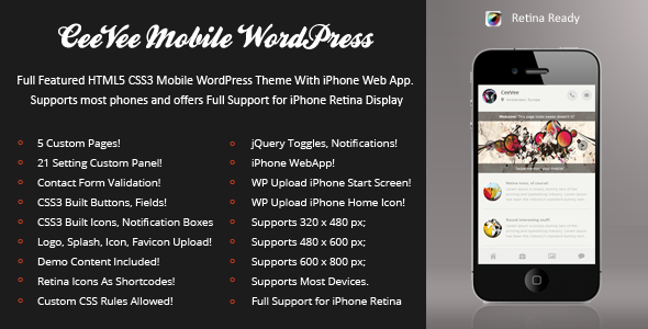 CeeVee Mobile Preview Wordpress Theme - Rating, Reviews, Preview, Demo & Download