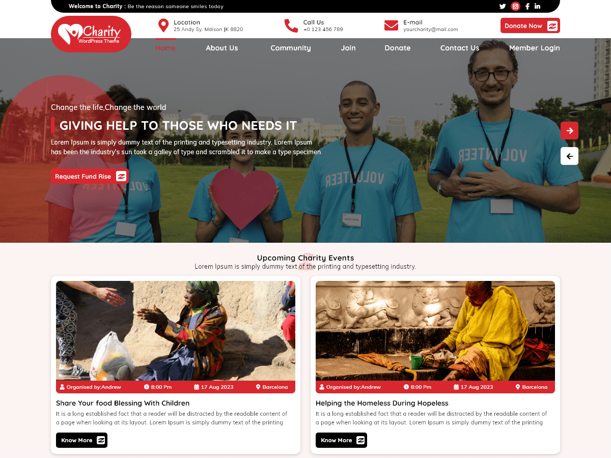 Charitable Non Preview Wordpress Theme - Rating, Reviews, Preview, Demo & Download