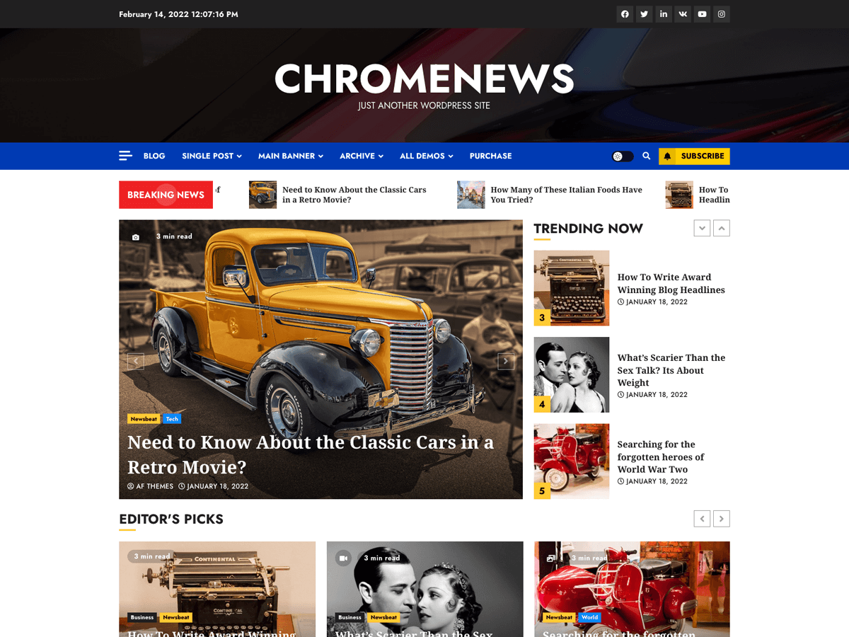 ChromeNews Preview Wordpress Theme - Rating, Reviews, Preview, Demo & Download