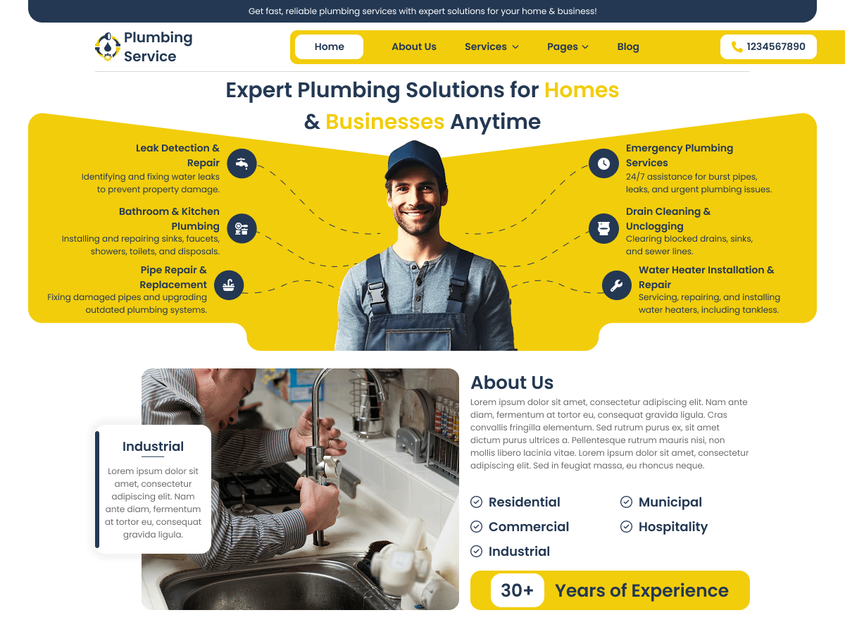 Classic Plumbing Preview Wordpress Theme - Rating, Reviews, Preview, Demo & Download