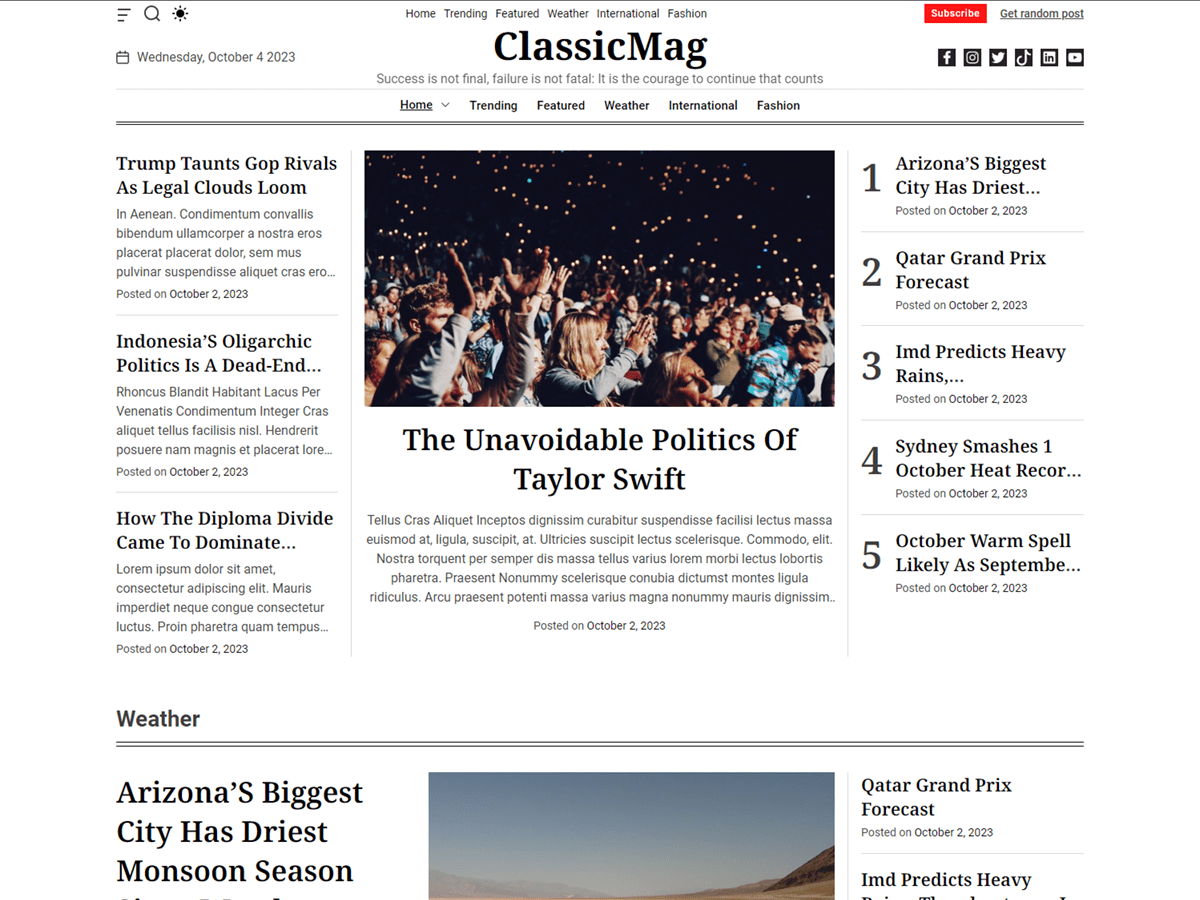 ClassicMag Preview Wordpress Theme - Rating, Reviews, Preview, Demo & Download
