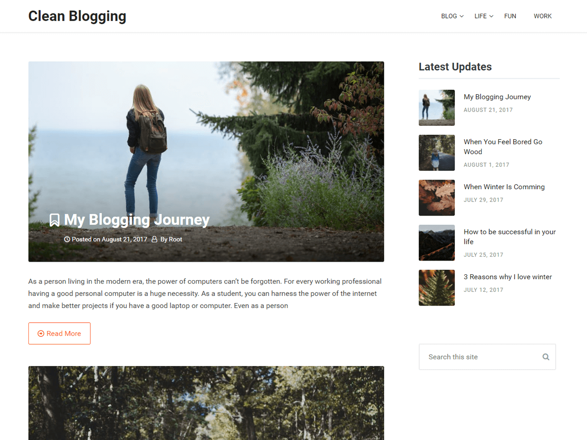 Clean Blogging Preview Wordpress Theme - Rating, Reviews, Preview, Demo & Download