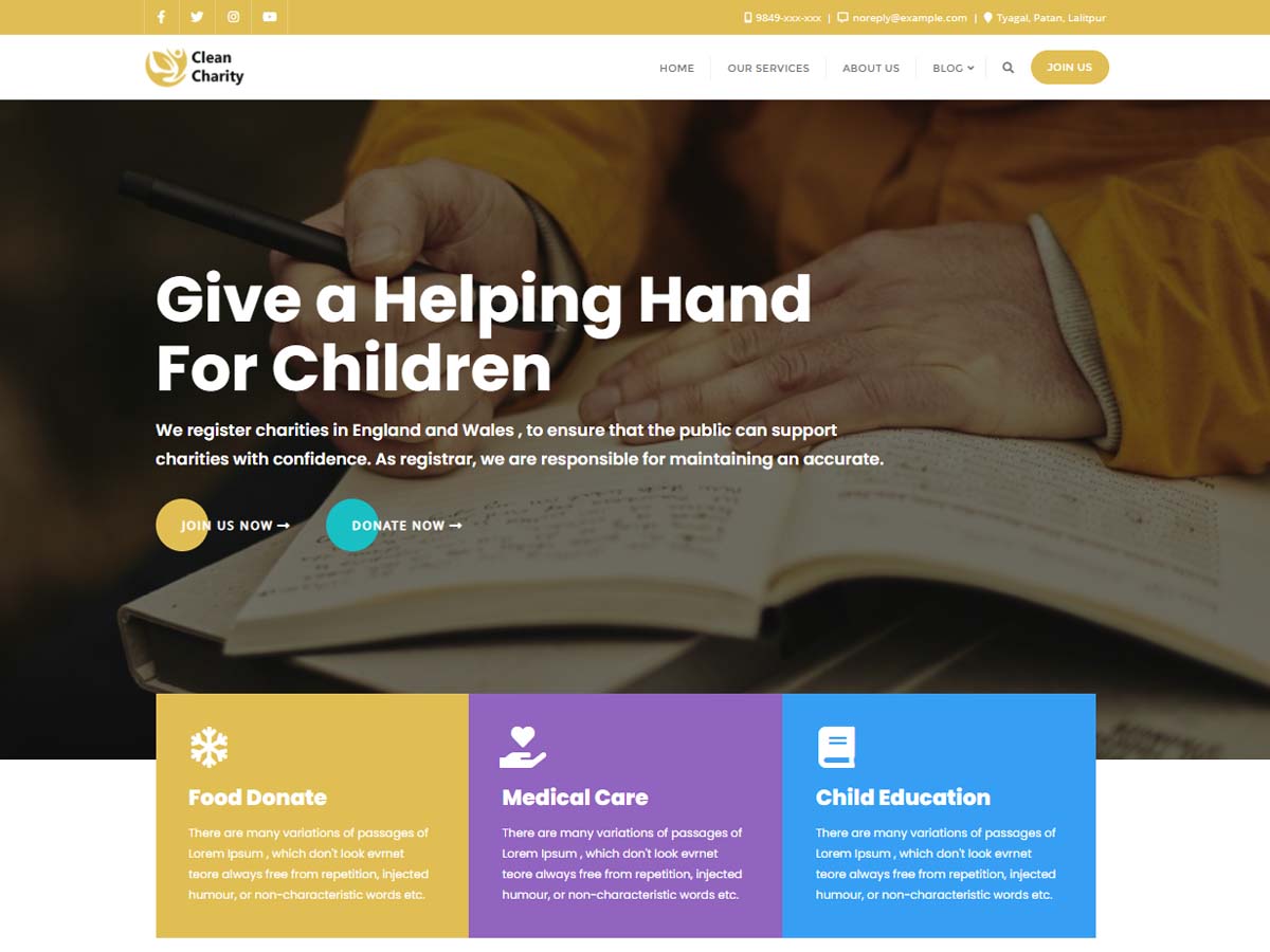 Clean Charity Preview Wordpress Theme - Rating, Reviews, Preview, Demo & Download