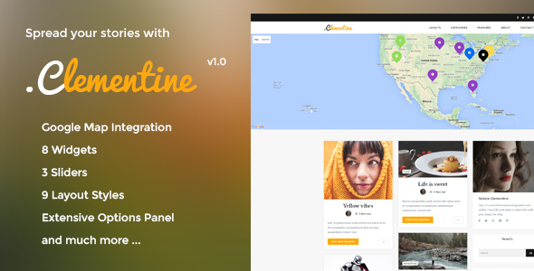 Clementine Preview Wordpress Theme - Rating, Reviews, Preview, Demo & Download