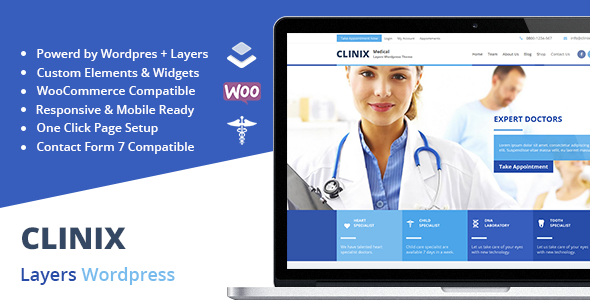 Clinix Medical Preview Wordpress Theme - Rating, Reviews, Preview, Demo & Download