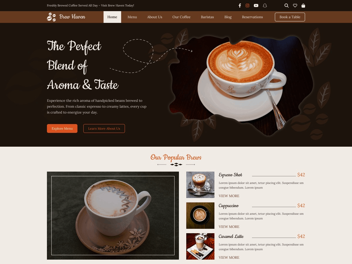 Coffee Cafe Preview Wordpress Theme - Rating, Reviews, Preview, Demo & Download
