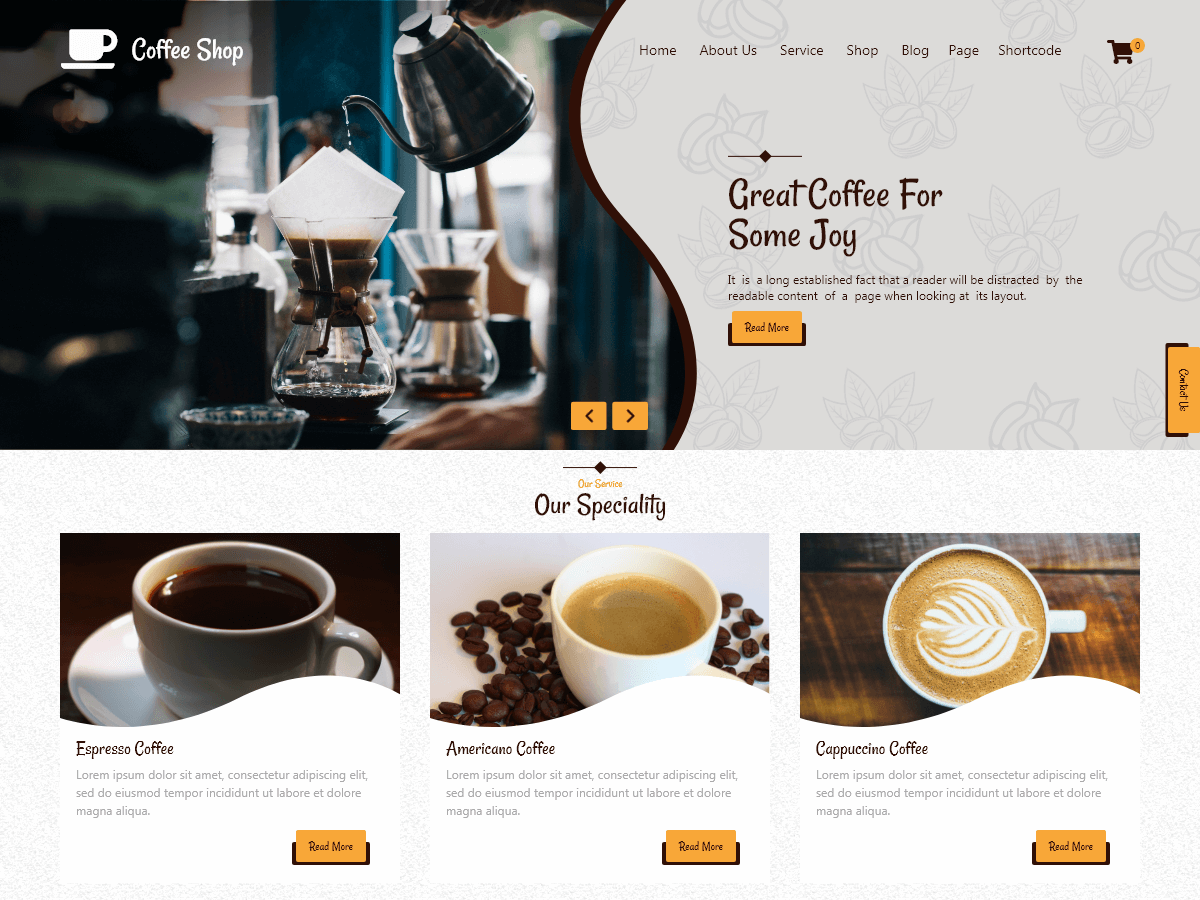Coffee Shop Preview Wordpress Theme - Rating, Reviews, Preview, Demo & Download