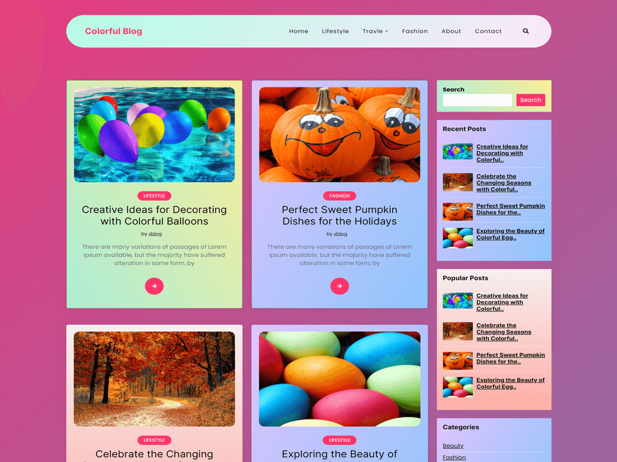 Colorful Blog Preview Wordpress Theme - Rating, Reviews, Preview, Demo & Download