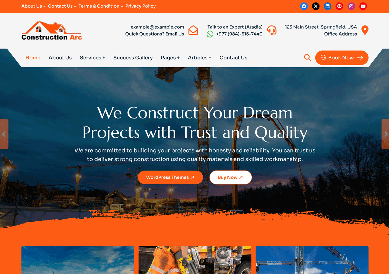 Construction Arc Preview Wordpress Theme - Rating, Reviews, Preview, Demo & Download