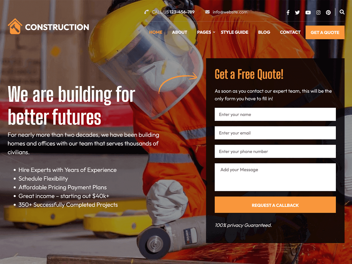 Construction Builders Preview Wordpress Theme - Rating, Reviews, Preview, Demo & Download