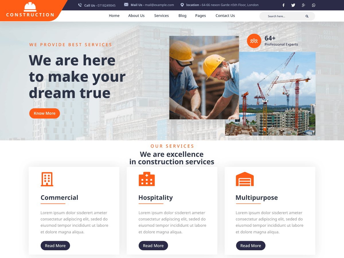 Construction Services Preview Wordpress Theme - Rating, Reviews, Preview, Demo & Download