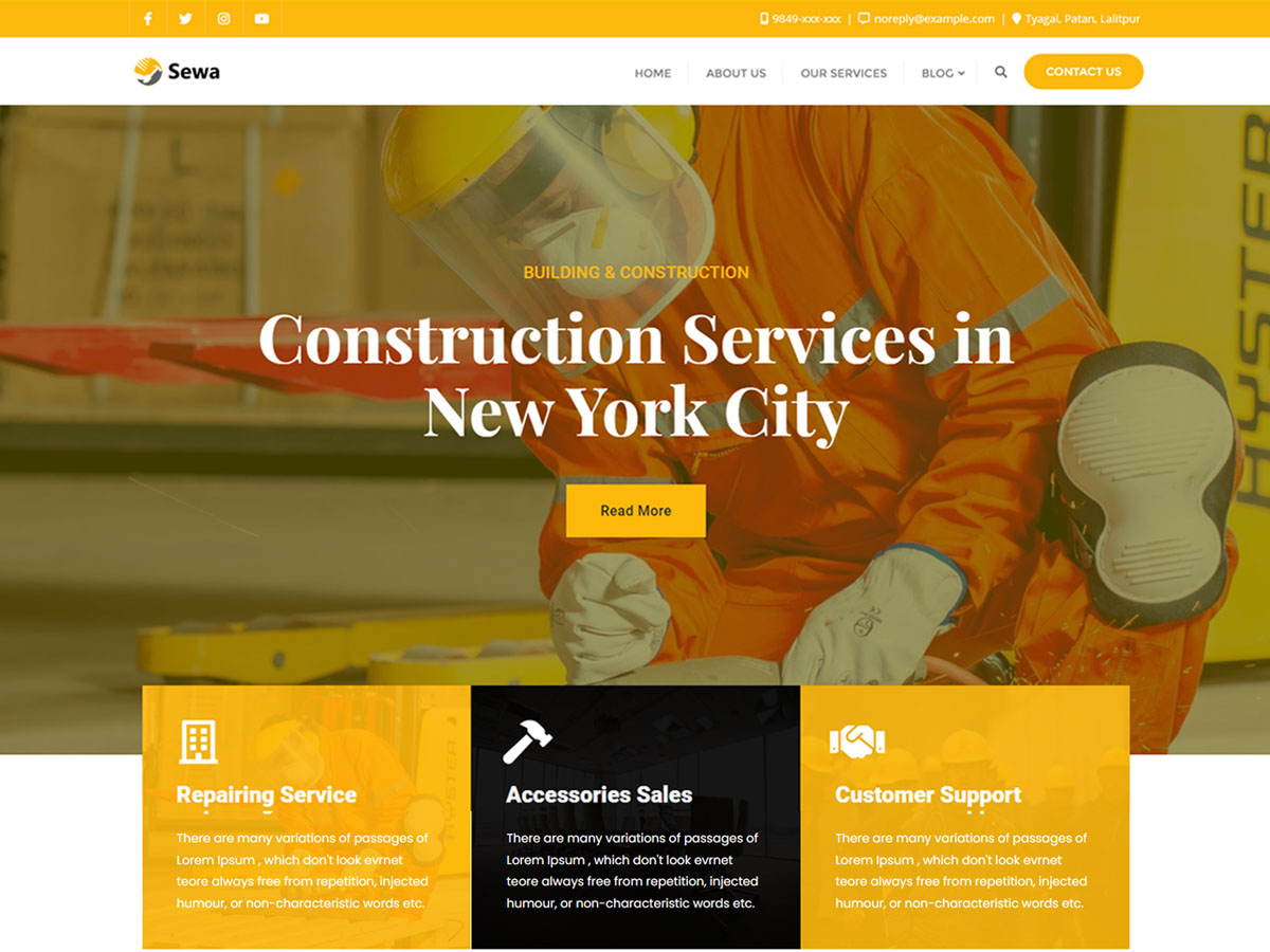 Construction Sewa Preview Wordpress Theme - Rating, Reviews, Preview, Demo & Download
