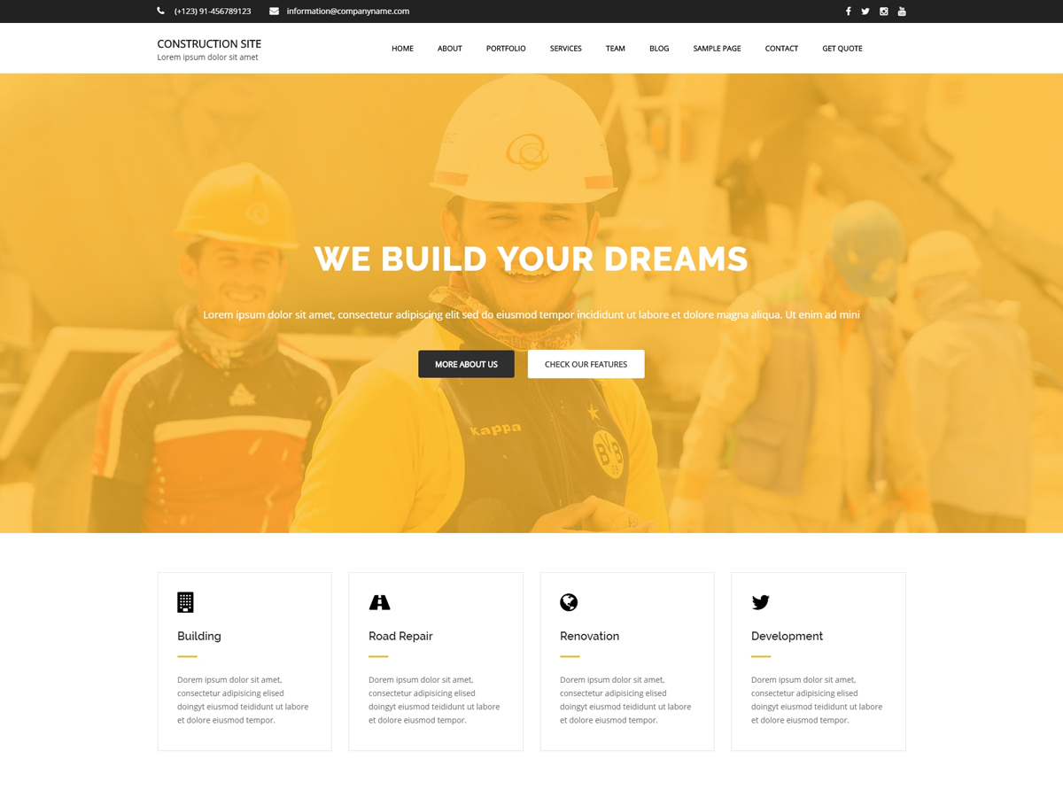 Construction Site Preview Wordpress Theme - Rating, Reviews, Preview, Demo & Download