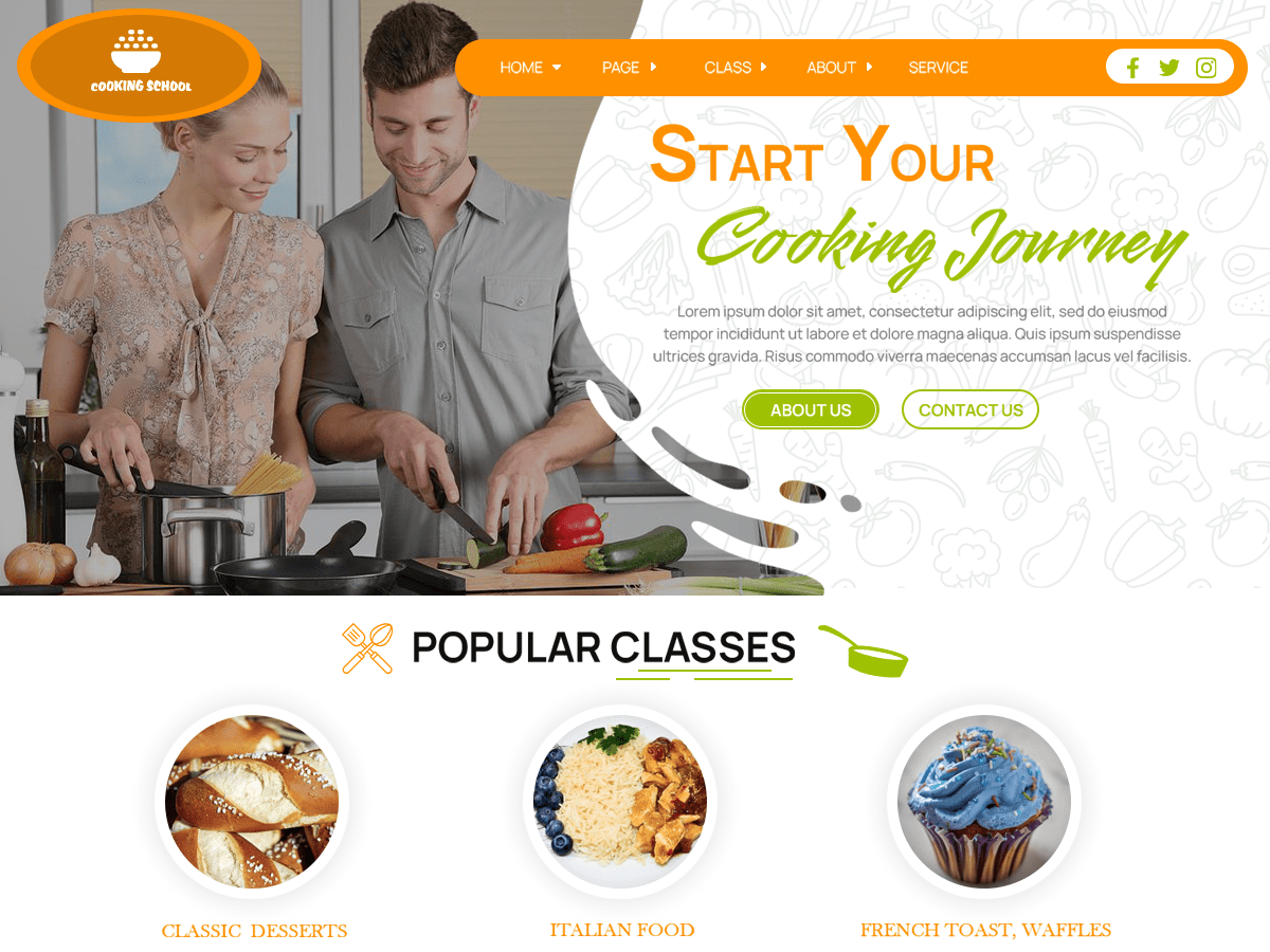 Cooking Classes Preview Wordpress Theme - Rating, Reviews, Preview, Demo & Download