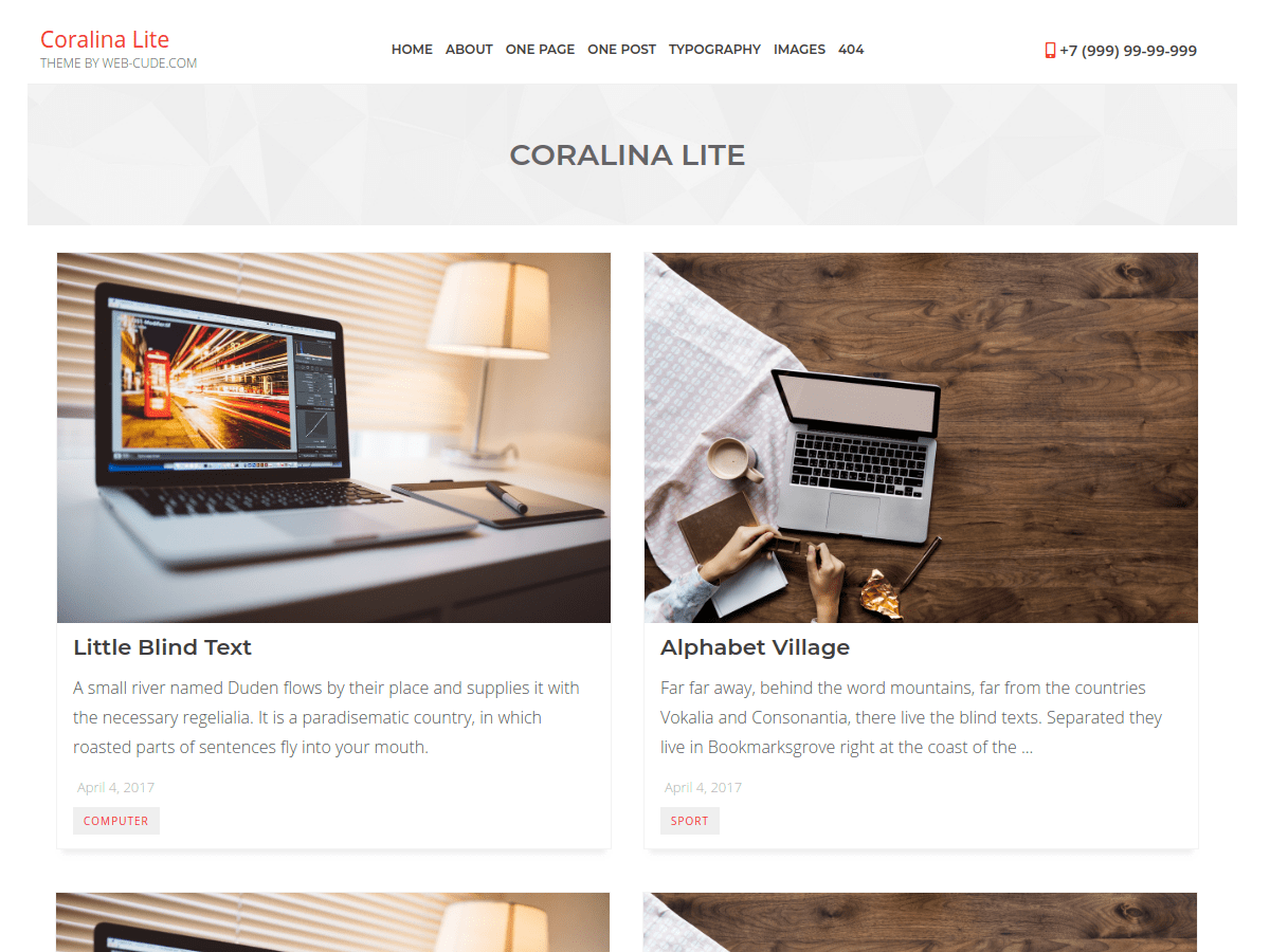 Coralina Lite Preview Wordpress Theme - Rating, Reviews, Preview, Demo & Download