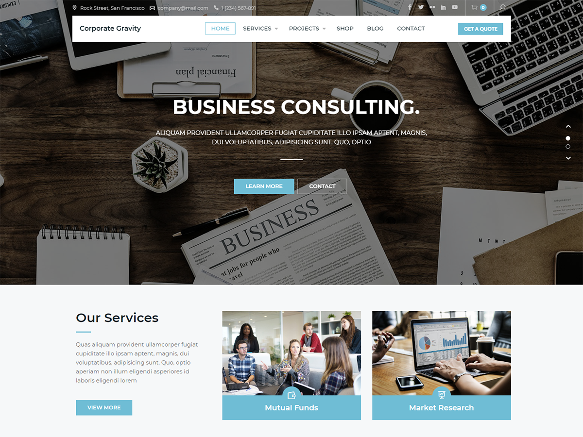 Corporate Gravity Preview Wordpress Theme - Rating, Reviews, Preview, Demo & Download