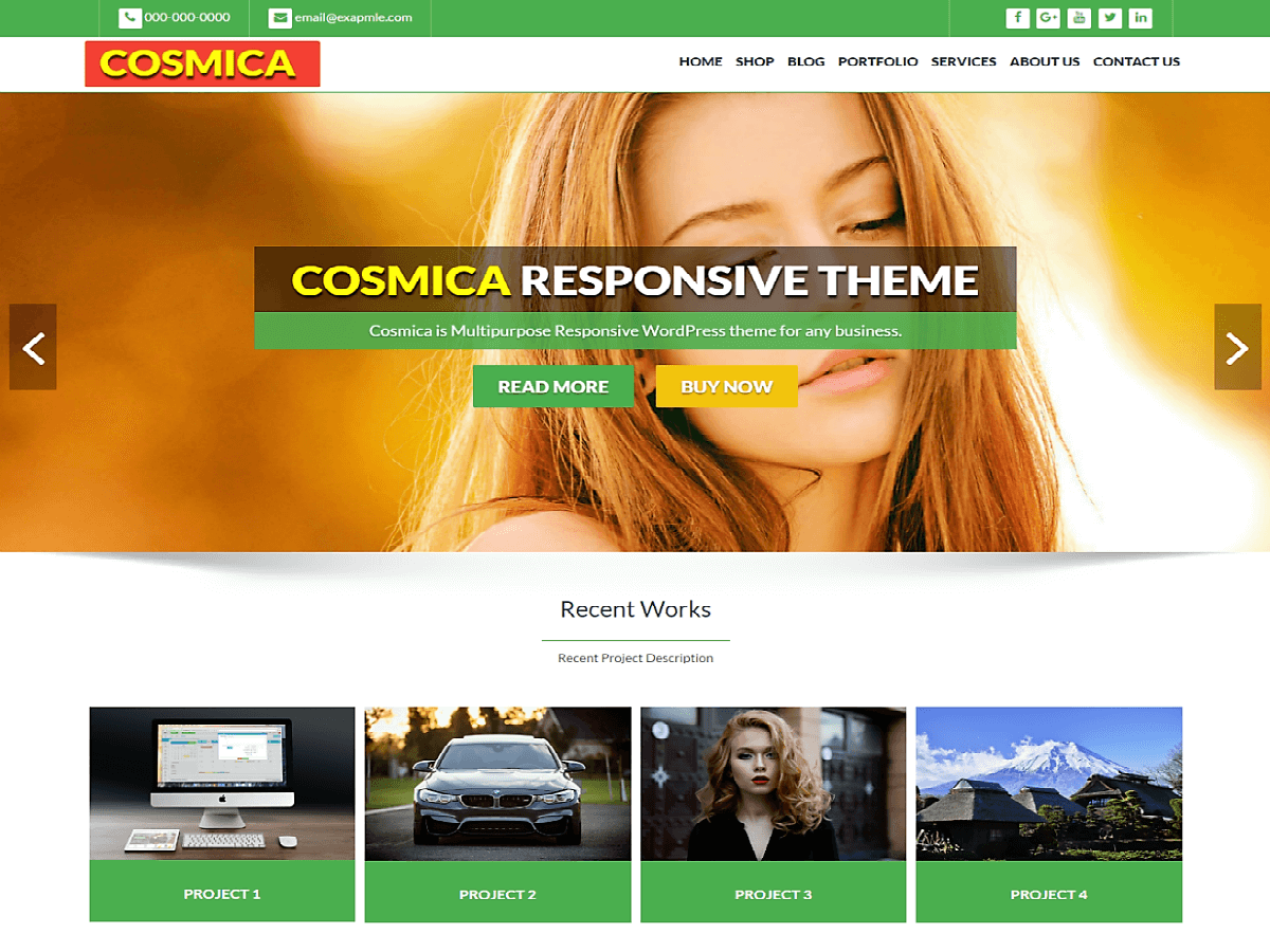 Cosmica Green Preview Wordpress Theme - Rating, Reviews, Preview, Demo & Download