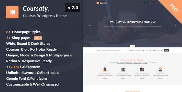 Coursaty Preview Wordpress Theme - Rating, Reviews, Preview, Demo & Download