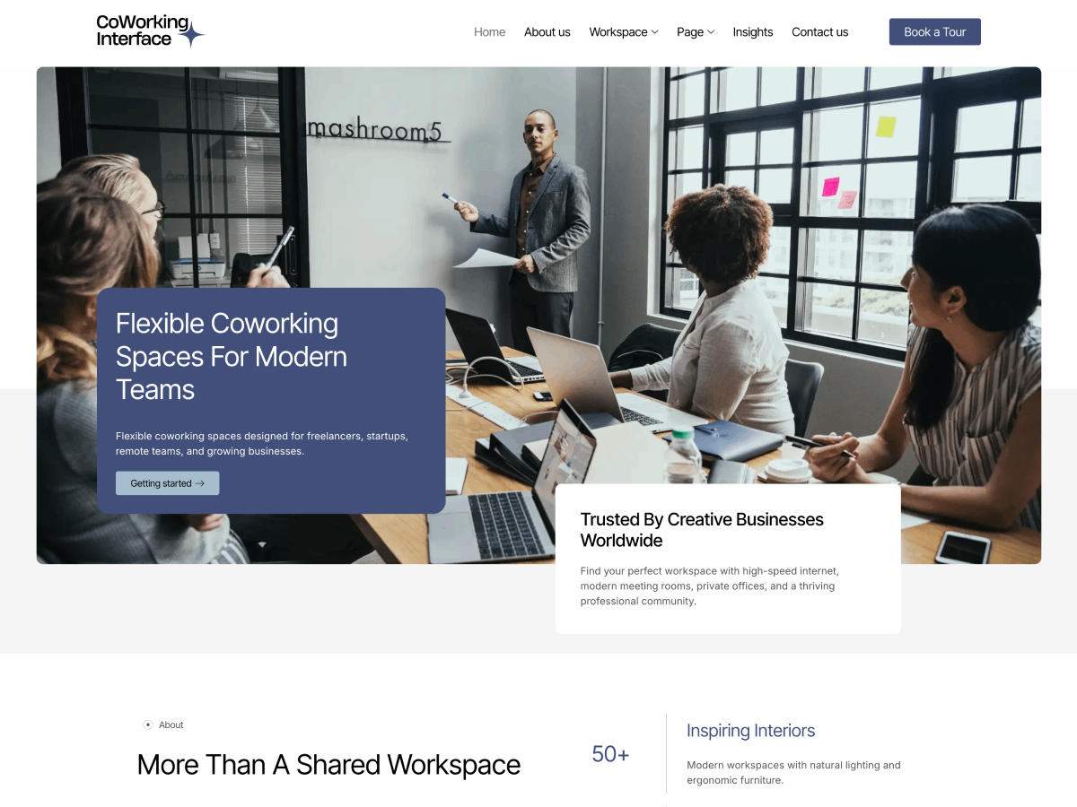 Coworking Interface Preview Wordpress Theme - Rating, Reviews, Preview, Demo & Download