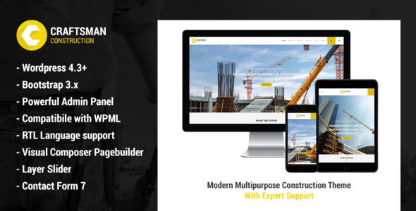 Craftsman Construction Preview Wordpress Theme - Rating, Reviews, Preview, Demo & Download
