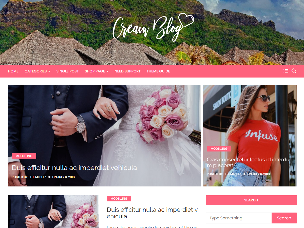 Cream Blog Preview Wordpress Theme - Rating, Reviews, Preview, Demo & Download