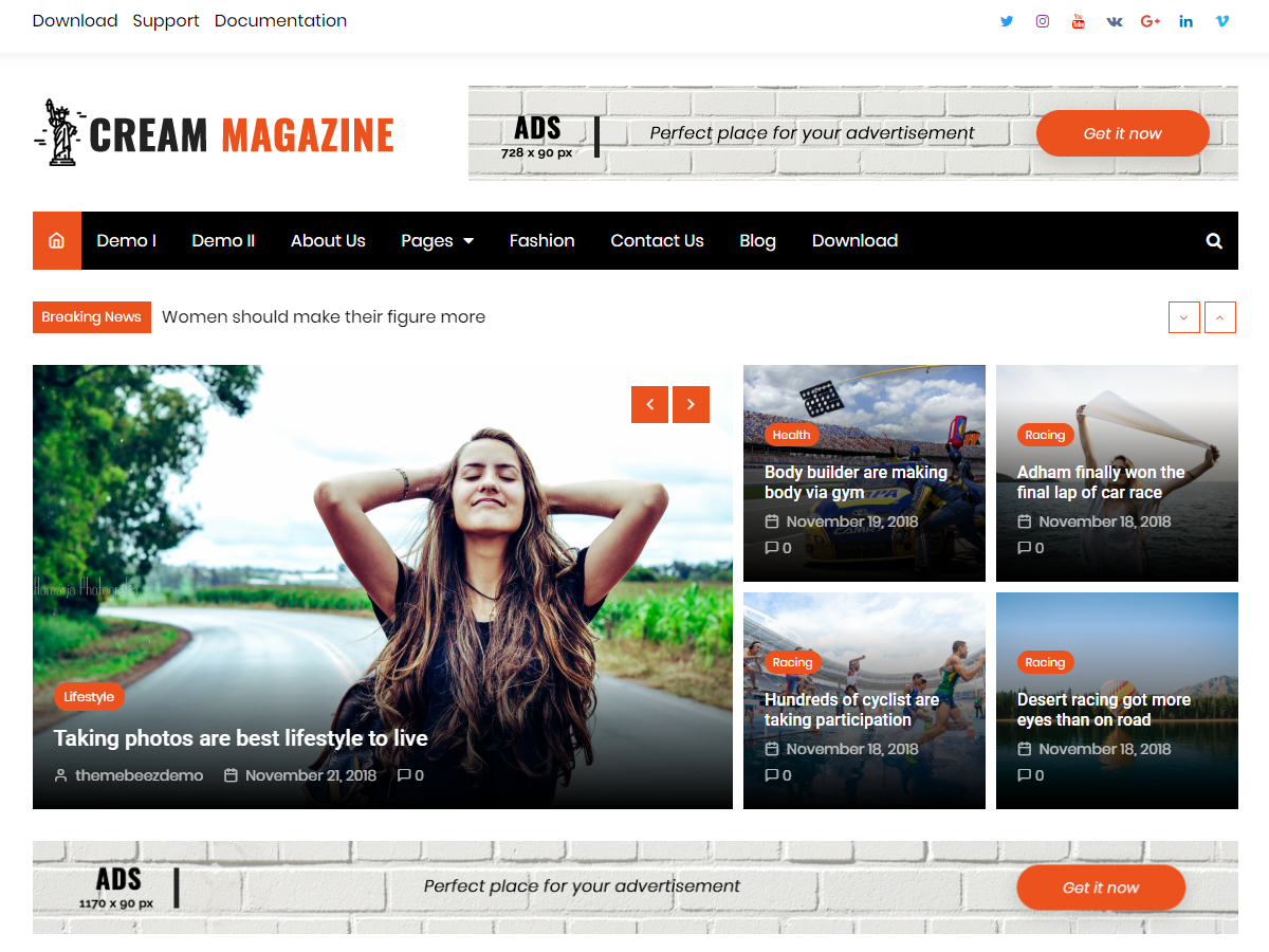 Cream Magazine Preview Wordpress Theme - Rating, Reviews, Preview, Demo & Download