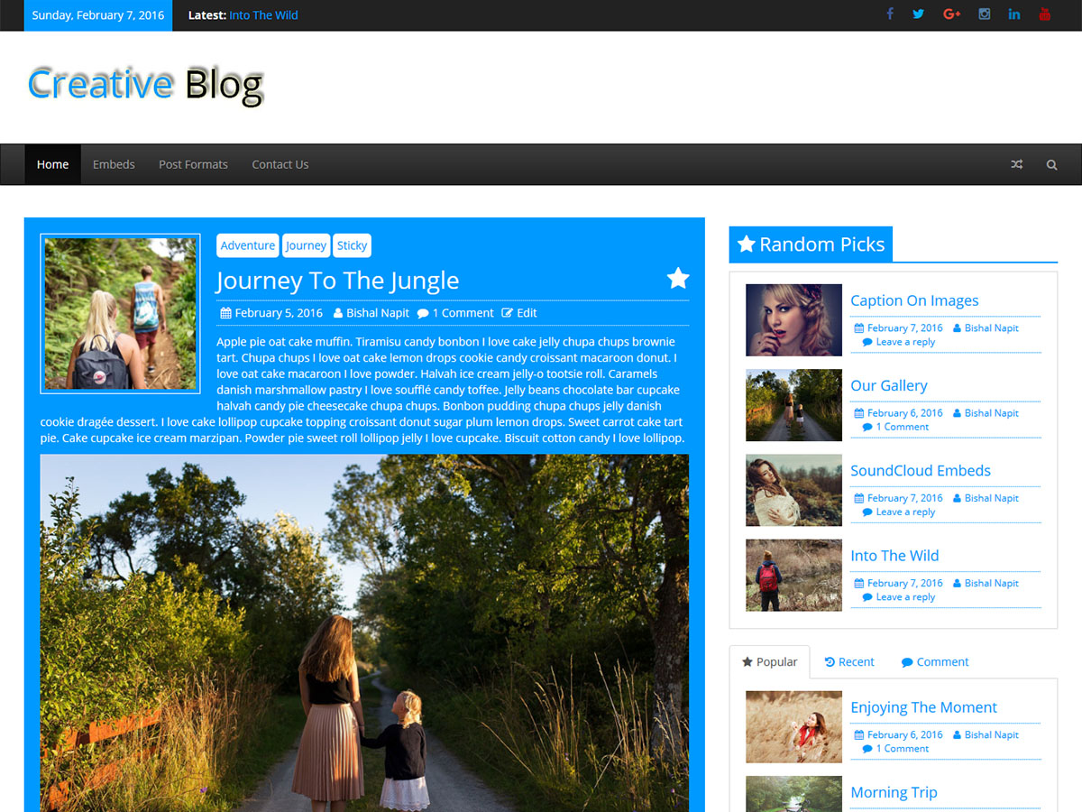 Creative Blog Preview Wordpress Theme - Rating, Reviews, Preview, Demo & Download