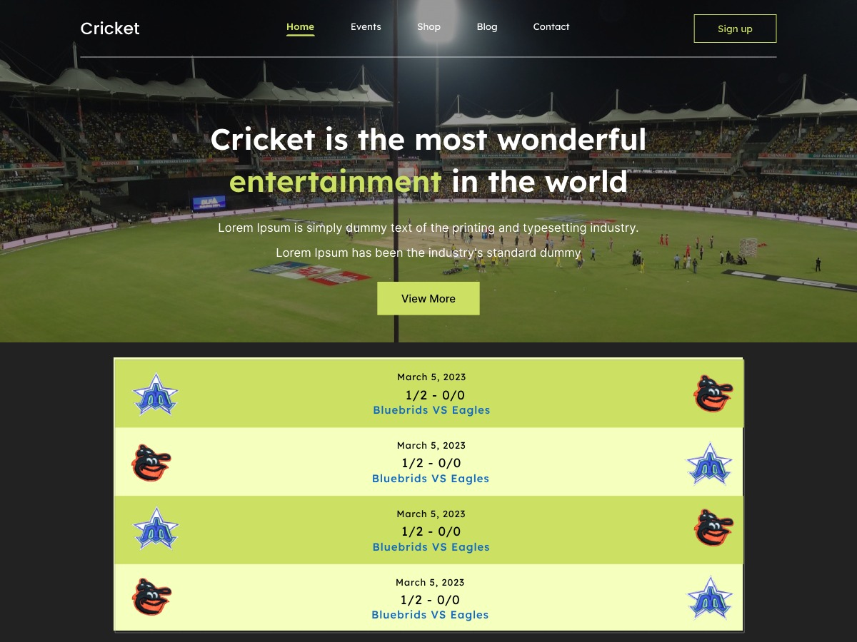 Cricket Tournament Preview Wordpress Theme - Rating, Reviews, Preview, Demo & Download