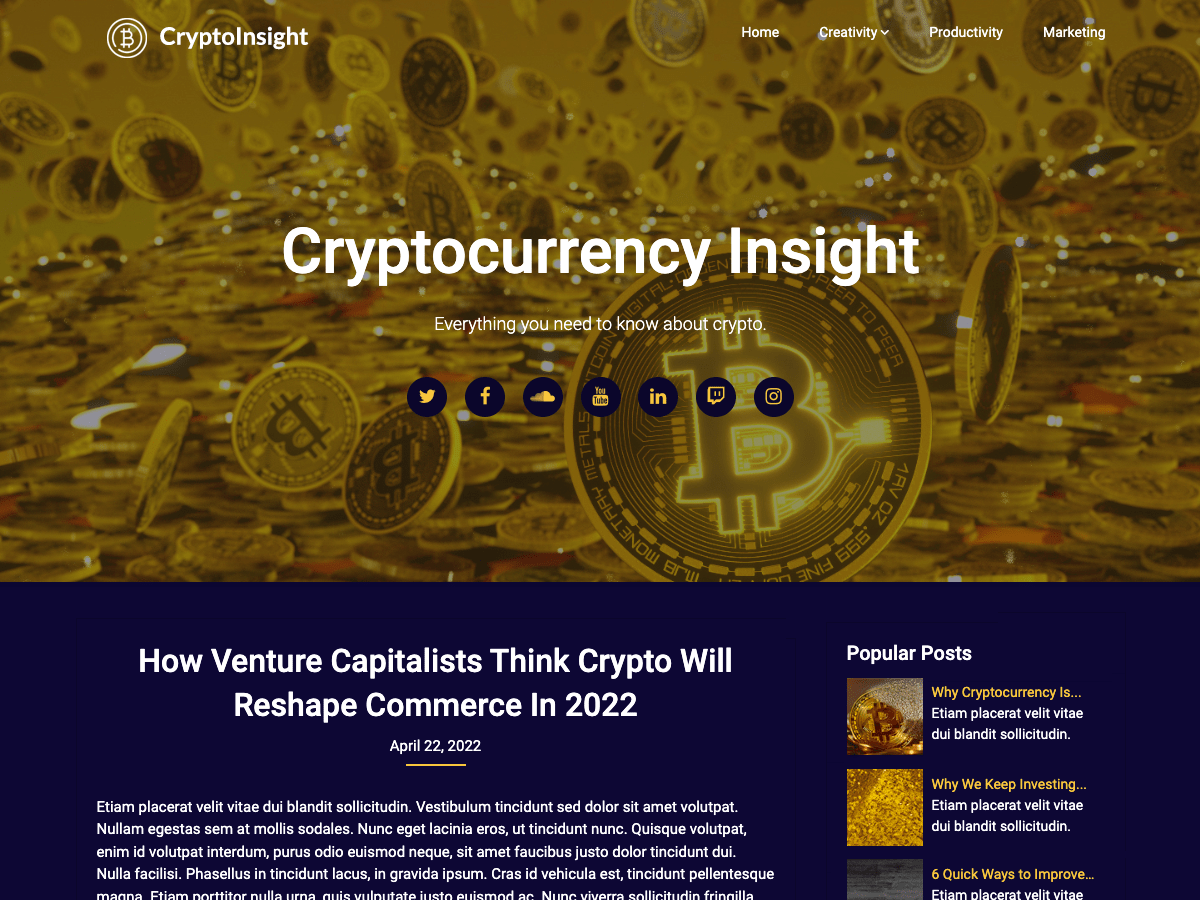 Cryptocurrency Insight Preview Wordpress Theme - Rating, Reviews, Preview, Demo & Download