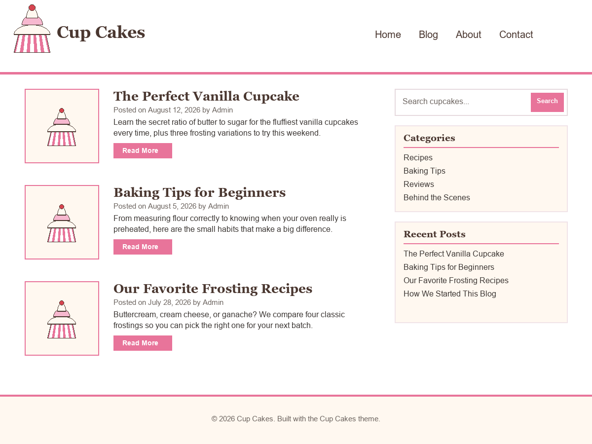 Cup Cakes Preview Wordpress Theme - Rating, Reviews, Preview, Demo & Download