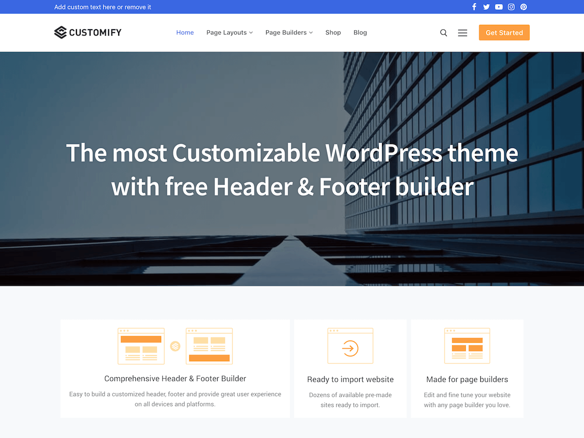 Customify Preview Wordpress Theme - Rating, Reviews, Preview, Demo & Download