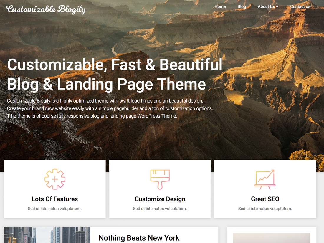 Customizable Blogily Preview Wordpress Theme - Rating, Reviews, Preview, Demo & Download