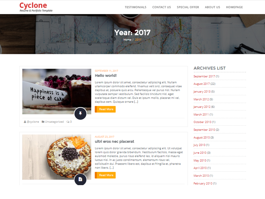 Cyclone Blog Preview Wordpress Theme - Rating, Reviews, Preview, Demo & Download