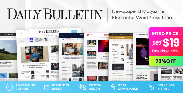 Daily Bulletin Preview Wordpress Theme - Rating, Reviews, Preview, Demo & Download