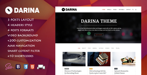 Darina Preview Wordpress Theme - Rating, Reviews, Preview, Demo & Download