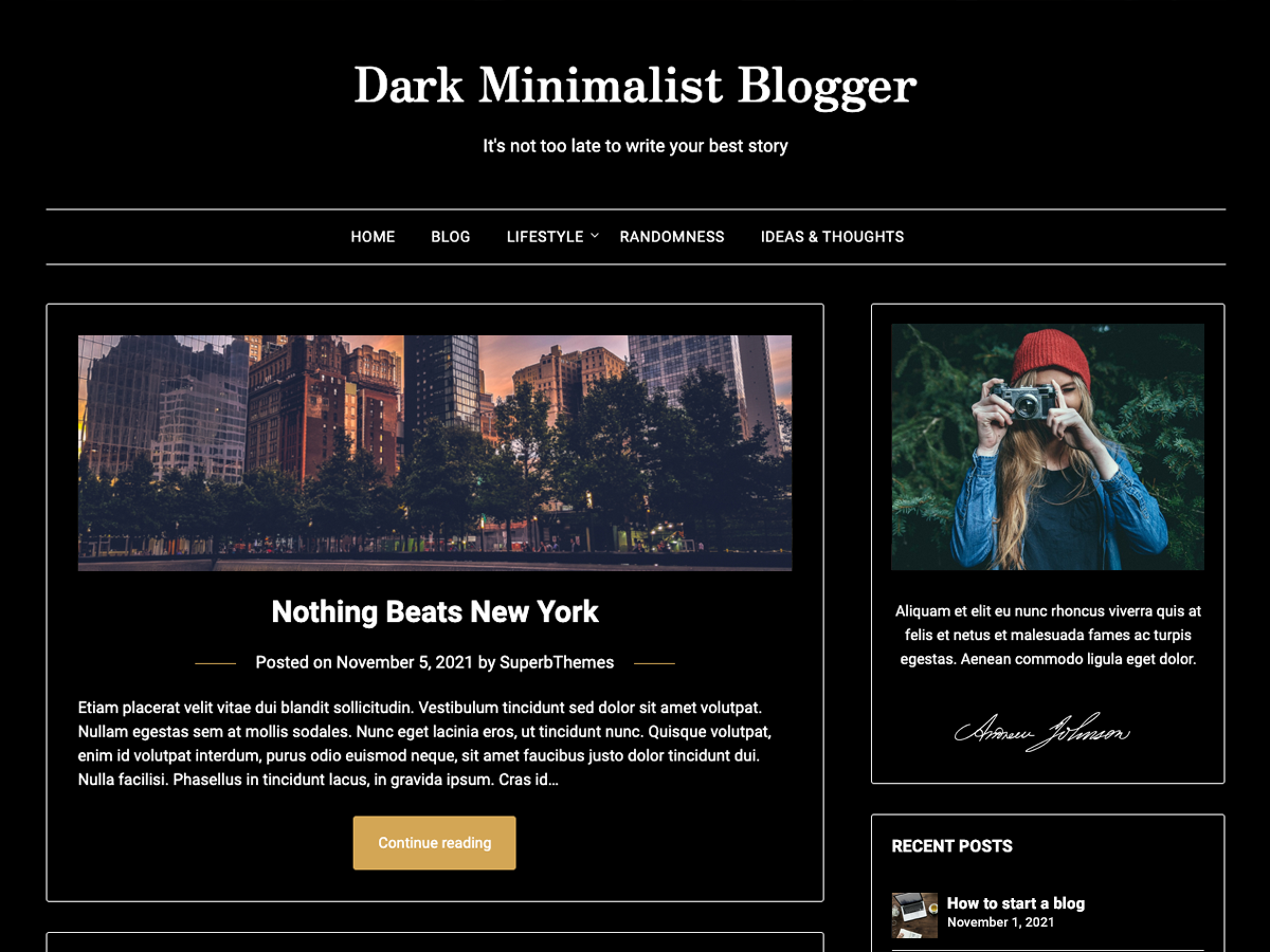 Dark Minimalistblogger Preview Wordpress Theme - Rating, Reviews, Preview, Demo & Download