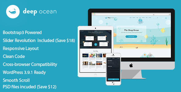 DeepOcean Responsive Preview Wordpress Theme - Rating, Reviews, Preview, Demo & Download