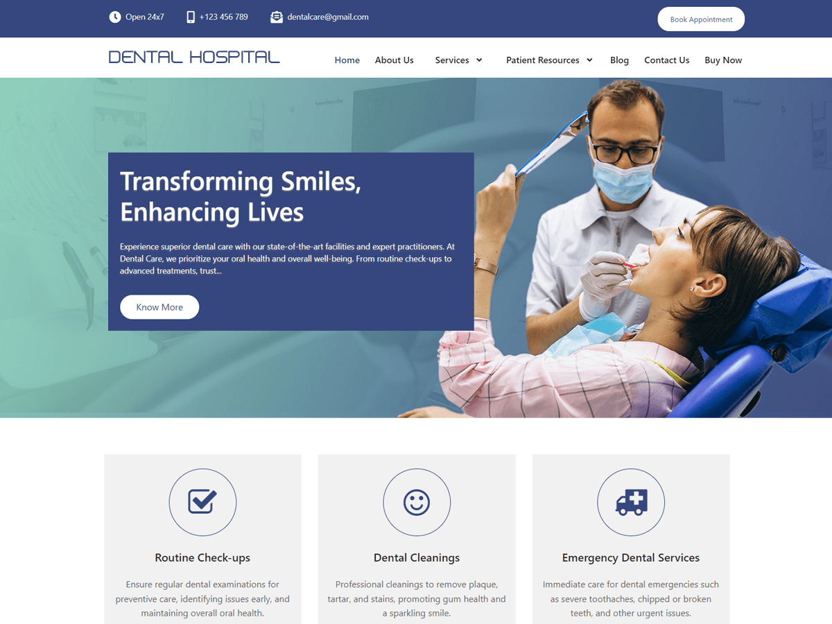 Dental Hospital Preview Wordpress Theme - Rating, Reviews, Preview, Demo & Download