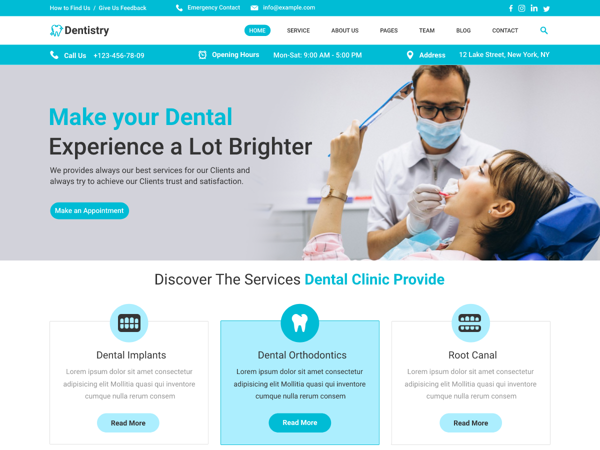 Dentistry Clinic Preview Wordpress Theme - Rating, Reviews, Preview, Demo & Download