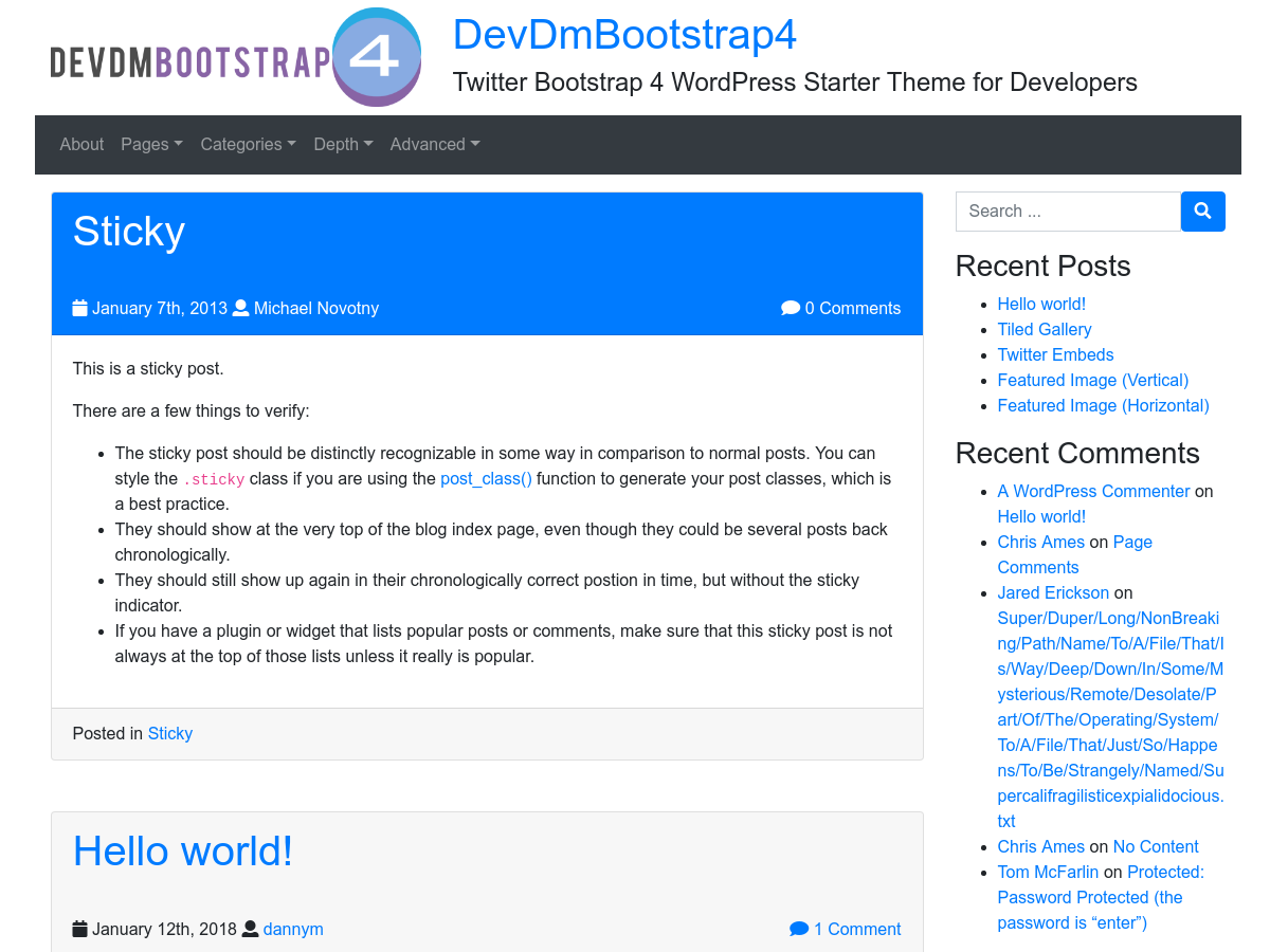 Devdmbootstrap4 Preview Wordpress Theme - Rating, Reviews, Preview, Demo & Download
