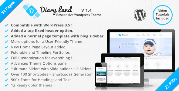 DiaryLand Preview Wordpress Theme - Rating, Reviews, Preview, Demo & Download