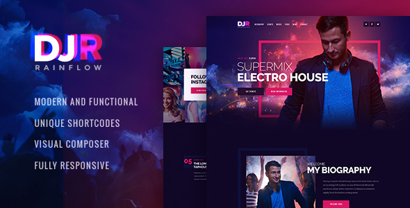 DJ Rainflow Preview Wordpress Theme - Rating, Reviews, Preview, Demo & Download