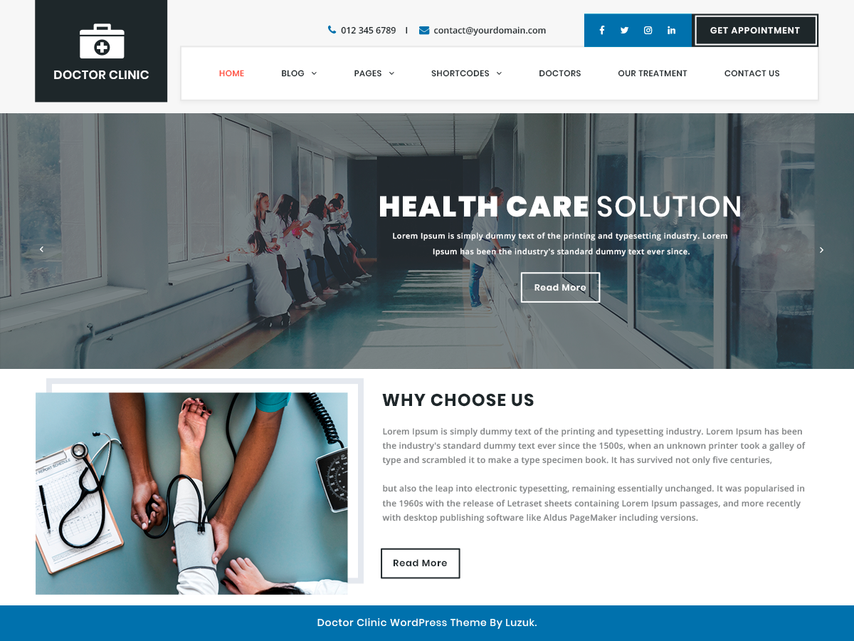 Doctor Clinic Preview Wordpress Theme - Rating, Reviews, Preview, Demo & Download