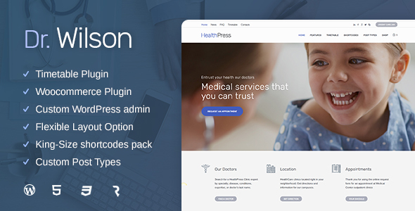 Doctor Wilson Preview Wordpress Theme - Rating, Reviews, Preview, Demo & Download