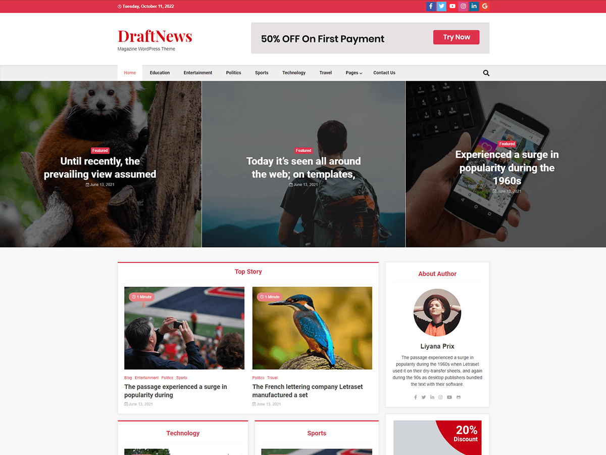 DraftNews Preview Wordpress Theme - Rating, Reviews, Preview, Demo & Download